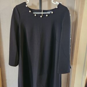 Roz & Ali Black Dress with Pearl Accents